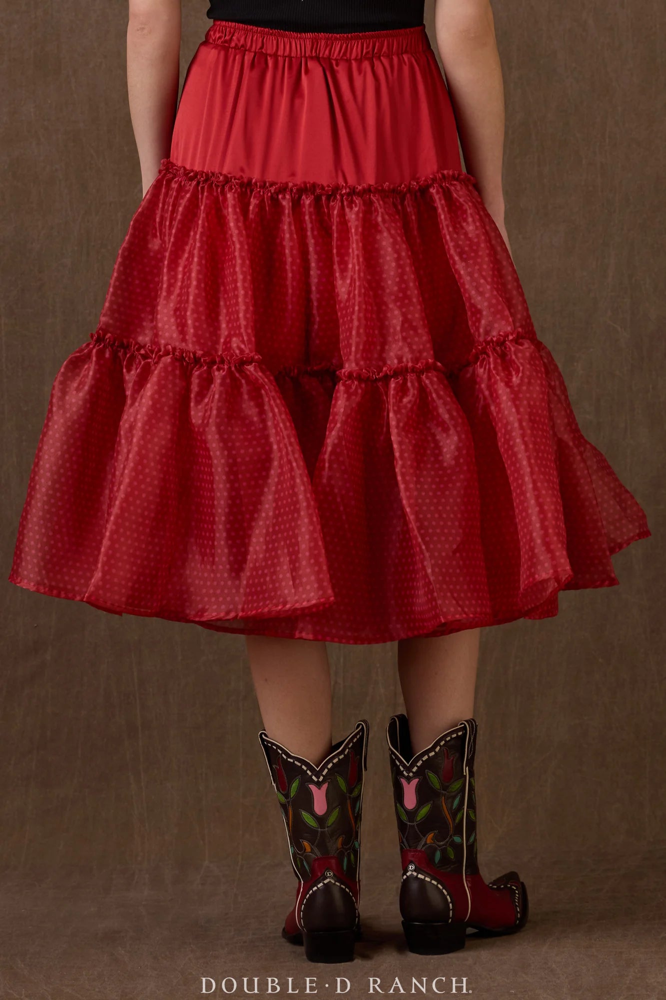 Red Prairie Swing Petticoat Skirt