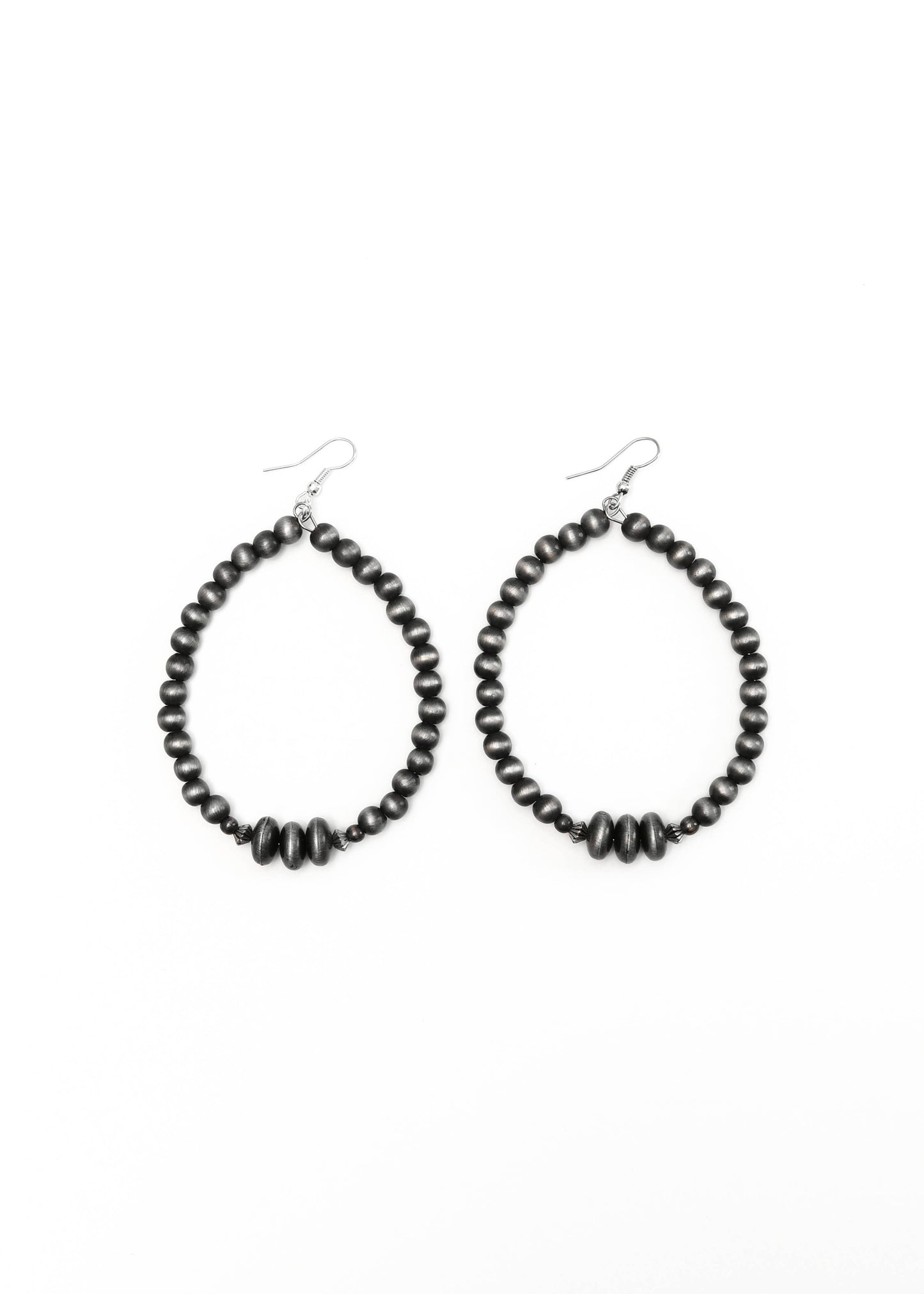 Silver Pearl Dangle Hoop Earrings