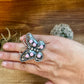 Butterfly ring -size 7.5 - pink conch and sterling silver