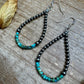 Teardrop Earrings – Sterling Silver Pearl & Blue Turquoise Heishi