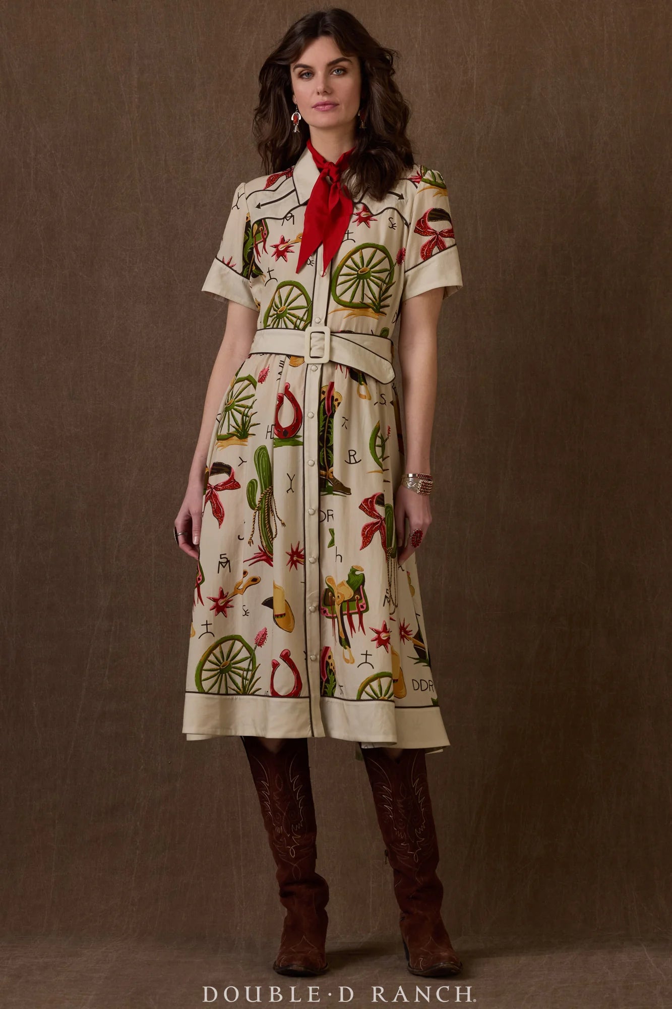 Atomic Ranch dress, Western print