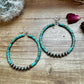 Big turquoise hoops earrings with sterling silver pearls