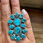 Long Ring- adjustable - Kingman turquoise ring and sterling silver