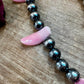 NFR Collection Necklace – 8mm & 14mm Sterling Silver Pearls with Pink Conch Shell – 23"