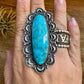 Long Ring- size 9 - Kingman Turquoise ring & Sterling Silver