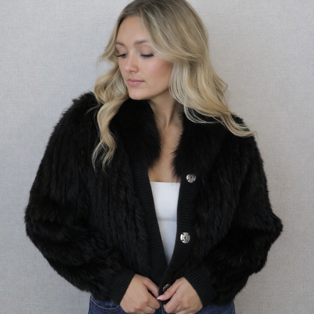 Morris Kaye & Sons Black Rabbit & Fox Fur Jacket - Jess