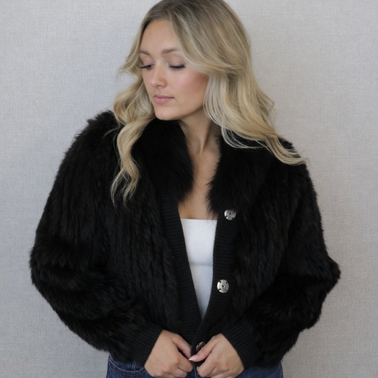 Morris Kaye & Sons Black Rabbit & Fox Fur Jacket - Jess