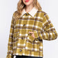 Faux Fur Collar Olive Plaid Shacket