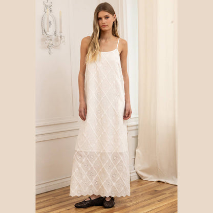 Embroidered Eyelet Cami Maxi Dress