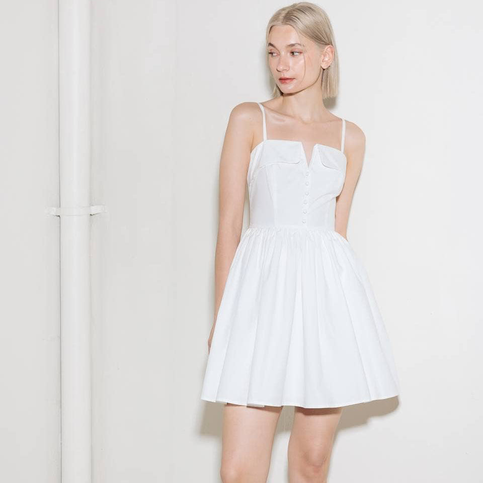 white mini dress for bachelorette Woven Party M cut back High Waist Size:EU34 Women's Ecru Strapless Structured