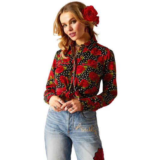 Ariat Rodeo Quincy Retro Rose Punchy Polkadot Blouse