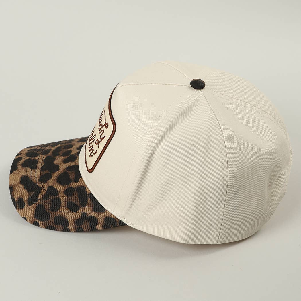 Howdy Darlin Embroidered Patch Leopard Brim Trucker Hat