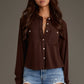 Dark Brown Cropped Button Up Shirt