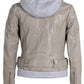 Freda RF Leather Jacket, Silver Grey