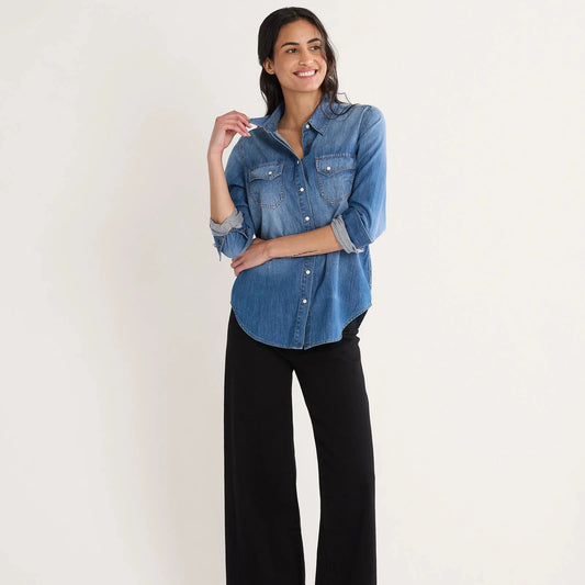 Chambray Gambler Shirt by Pendleton in Medium Blue