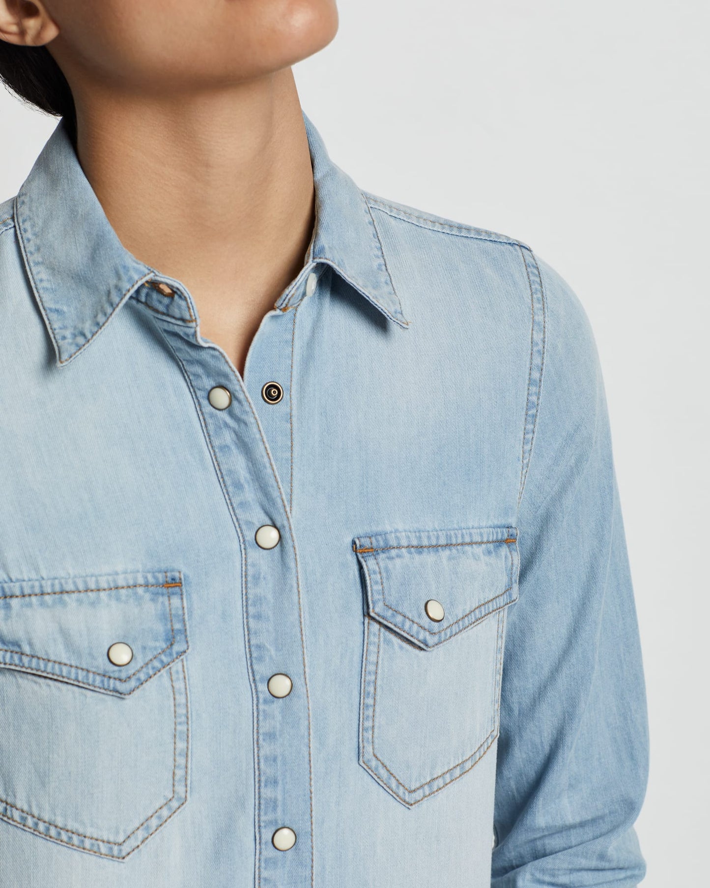 Chambray Gambler Shirt by Pendleton in Light Blue