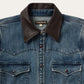 Stetson Stretch Denim Western Shirt with Leather Collar Womens