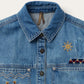 Embroidered Denim Button-Up Cropped Shirt by Stetson