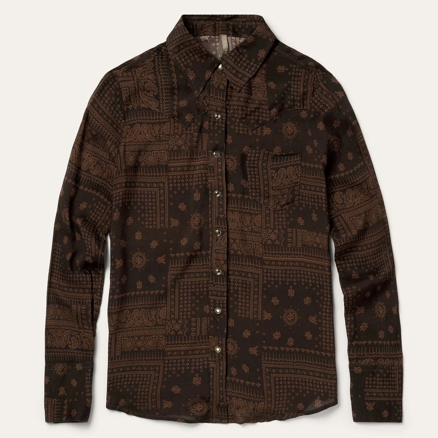 Stetson Brown Patchwork Bandana Print Shirt for Women