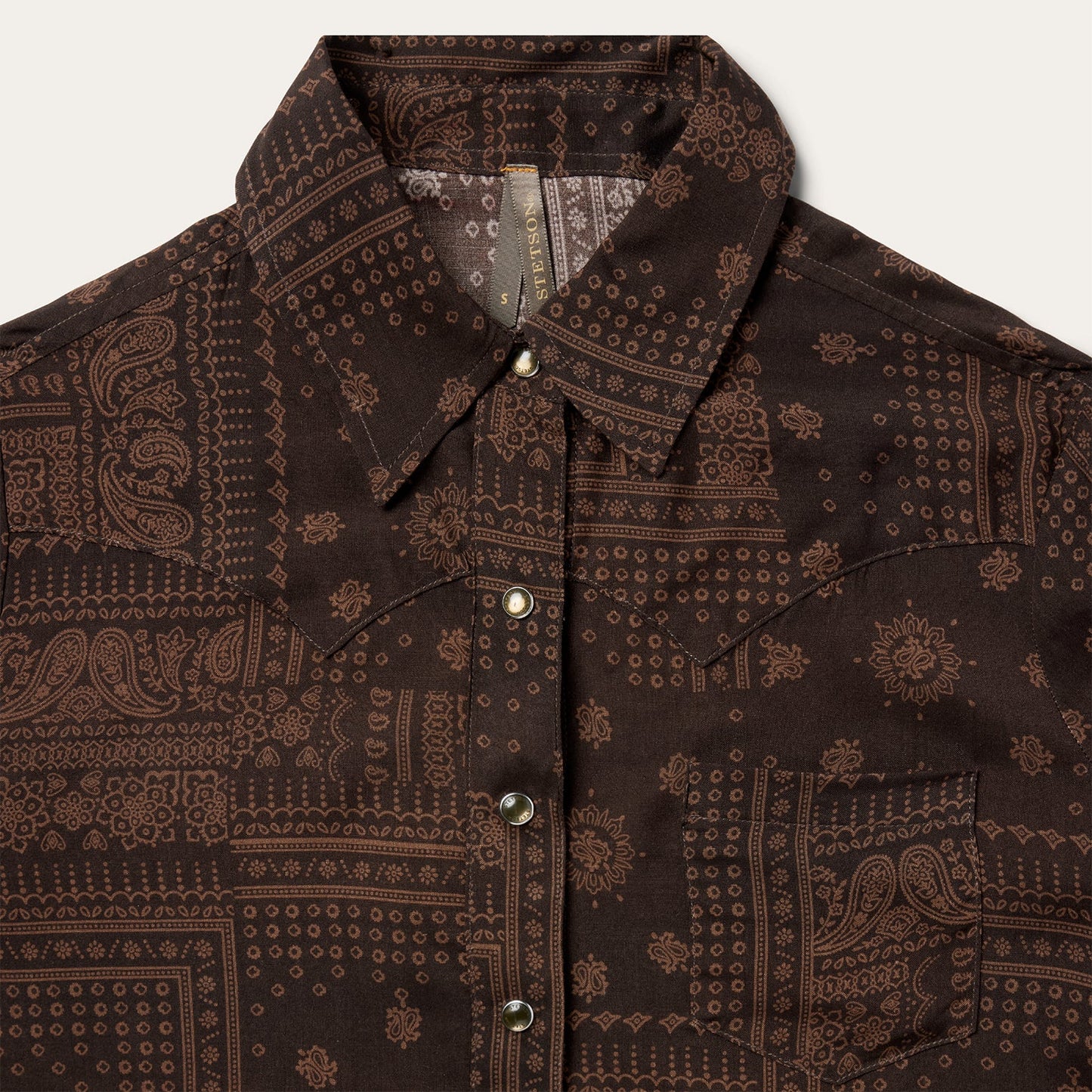 Stetson Brown Patchwork Bandana Print Shirt for Women