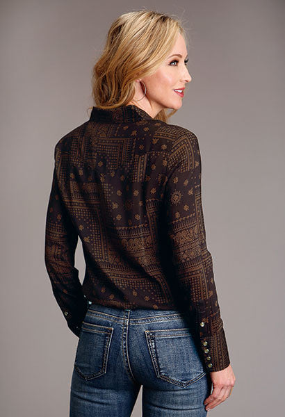 Stetson Brown Patchwork Bandana Print Shirt for Women