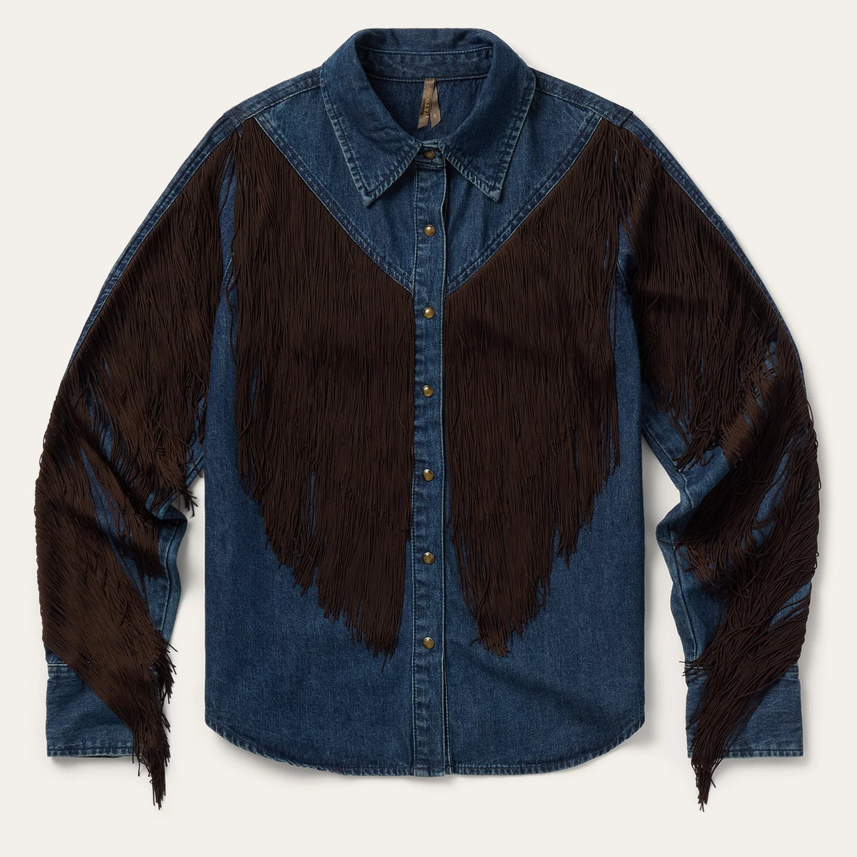 Stetson Fringe Denim Western Shirt Womens