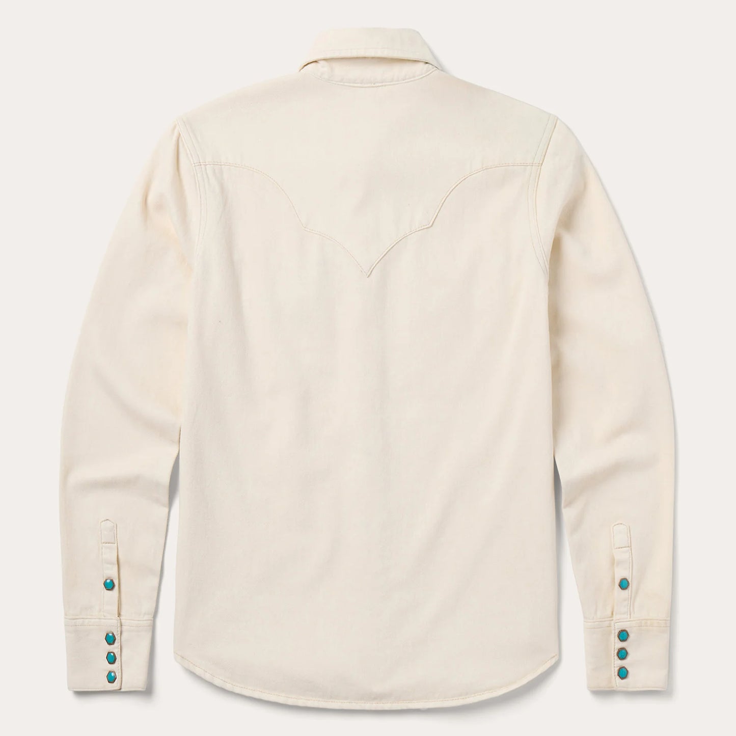 Turquoise Snap Western Denim Shirt in Cream by Stetson