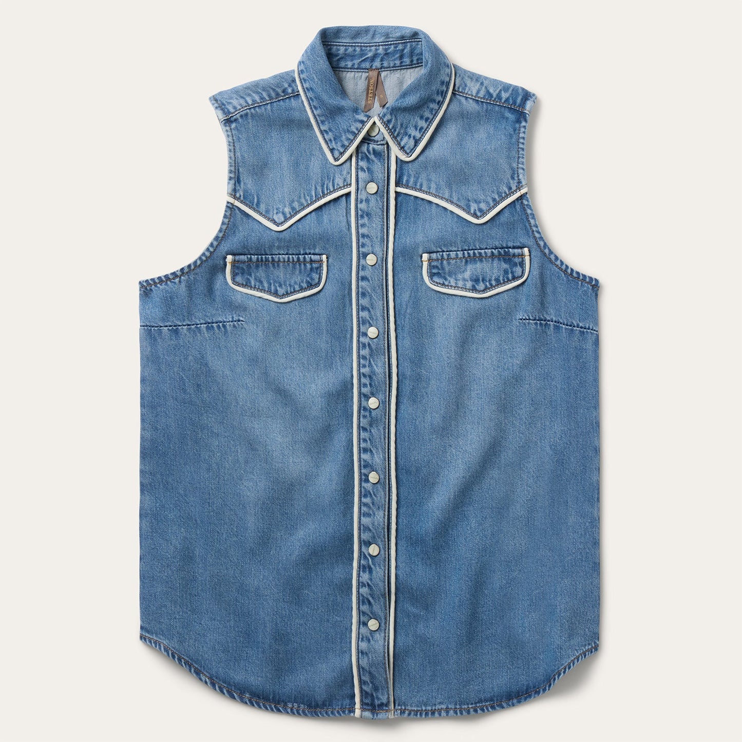 Piped Denim Sleeveless Shirt by Stetson