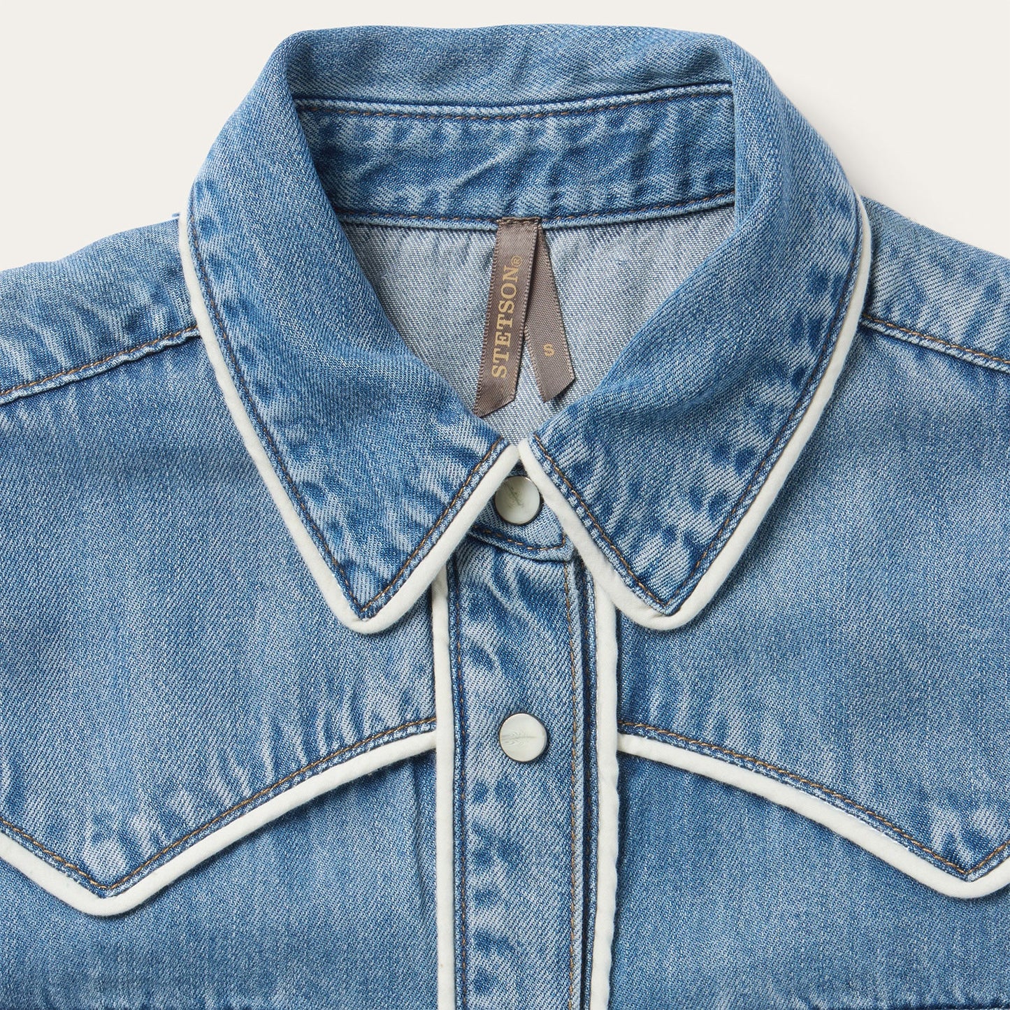 Piped Denim Sleeveless Shirt by Stetson