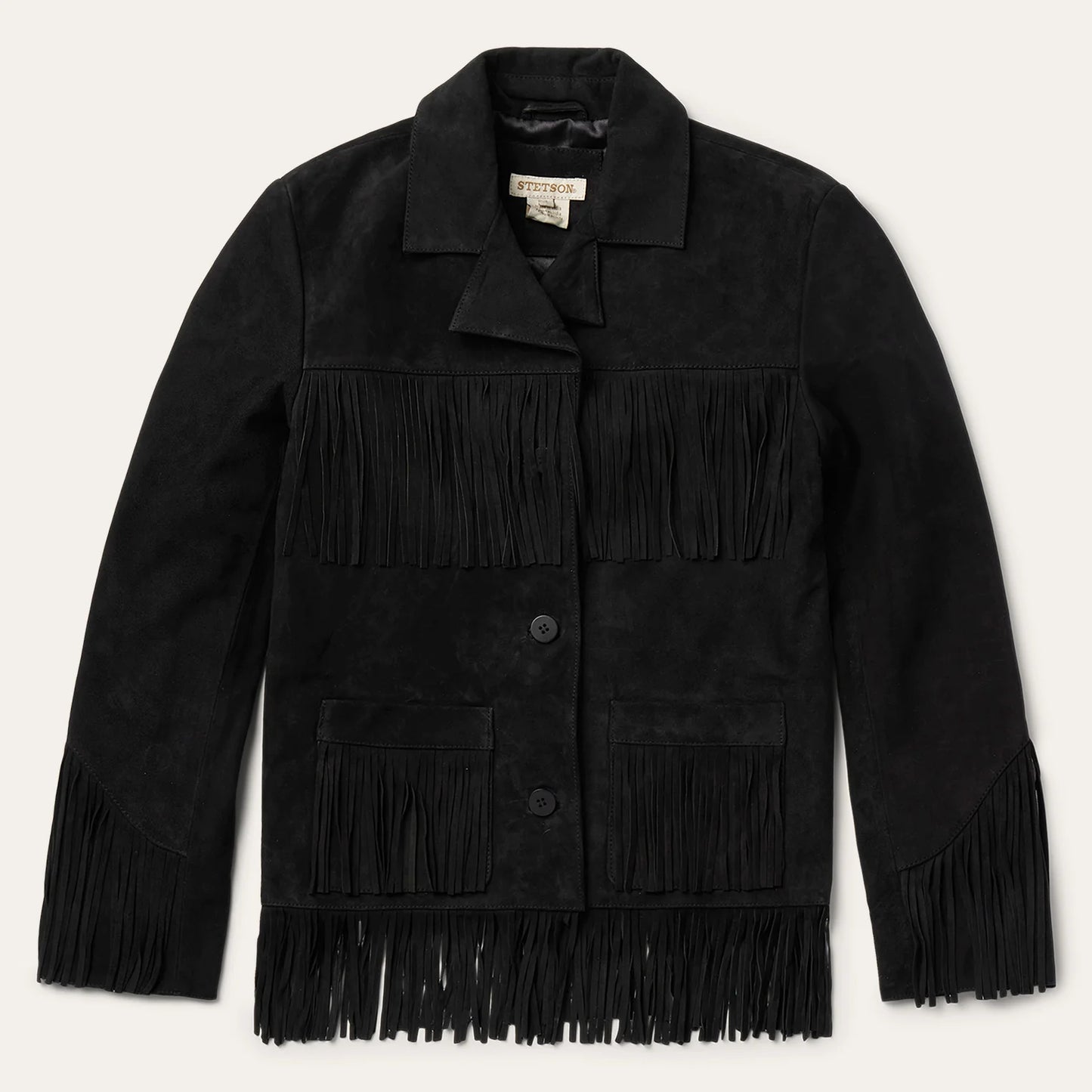 Stetson Fringe Suede Jacket in Black
