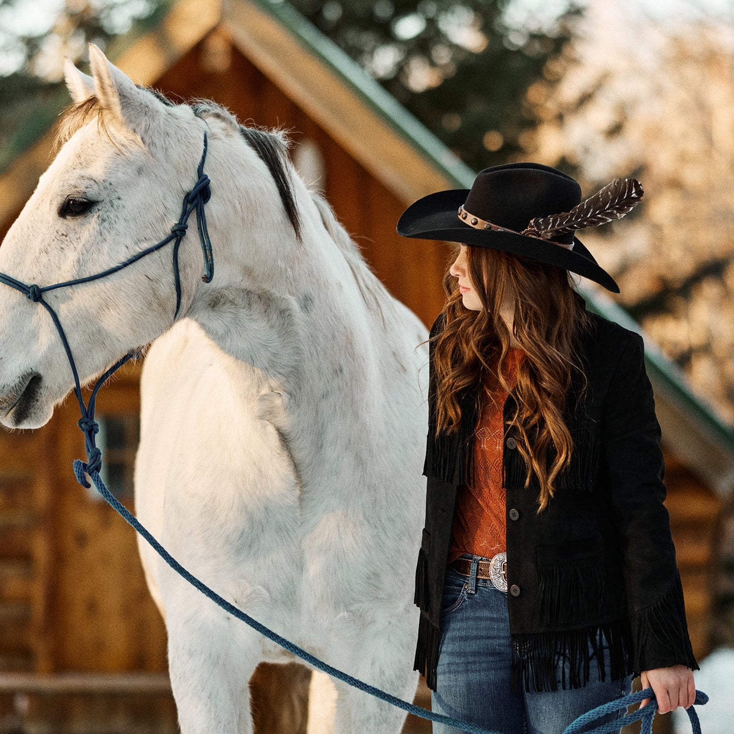 Stetson Fringe Suede Jacket in Black
