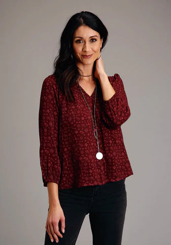 Stetson Ditzy Red Rayon Blouse
