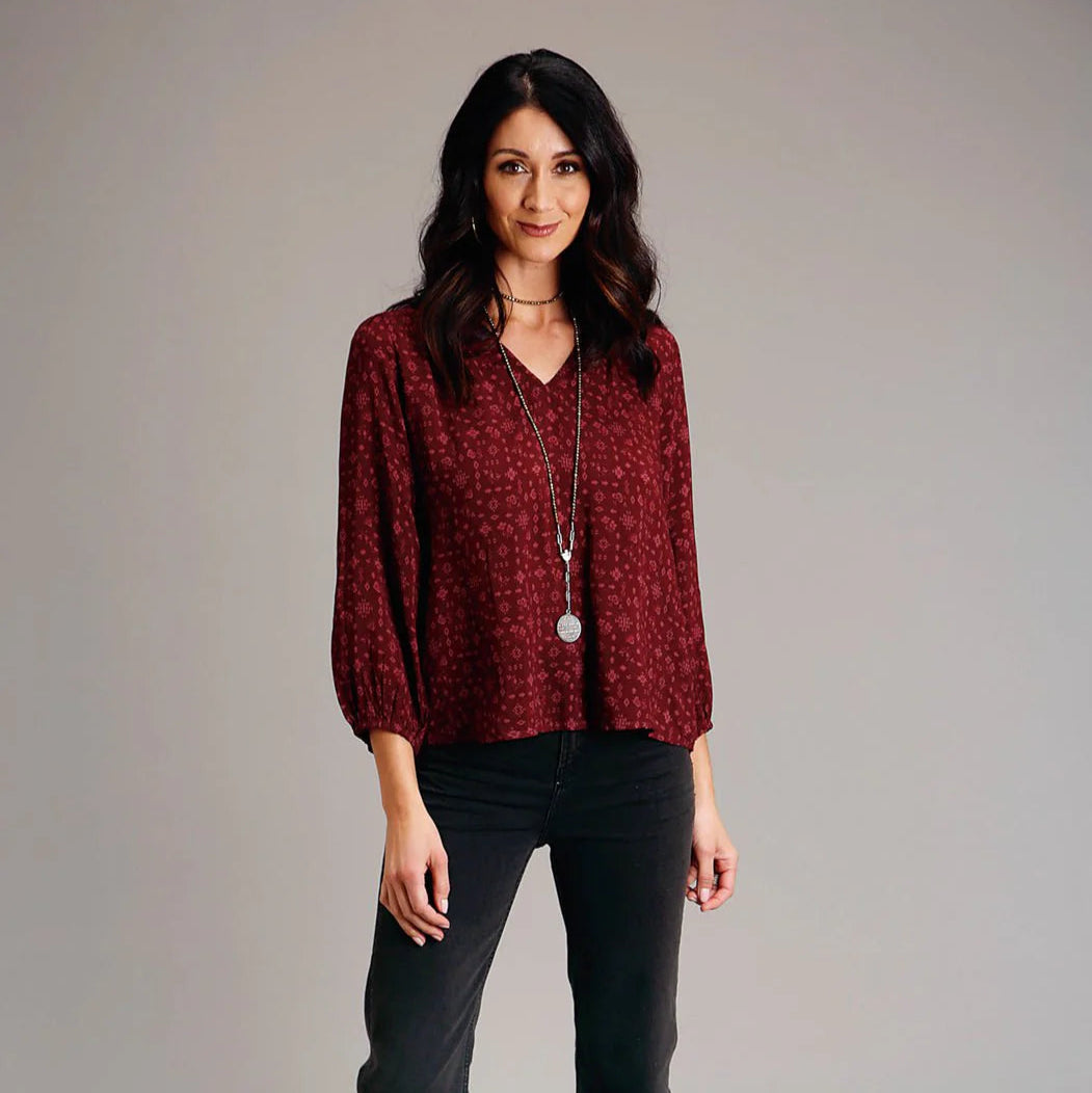 Stetson Ditzy Red Rayon Blouse