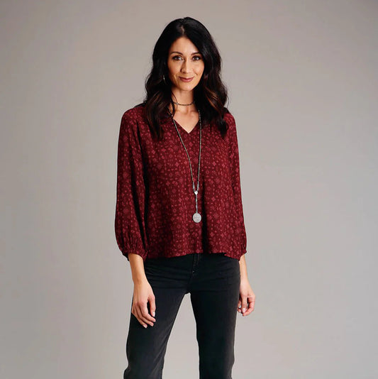Stetson Ditzy Red Rayon Blouse