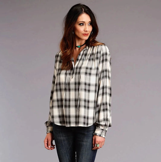 Stetson Ash Gray Plaid Herringbone Twill Shirt