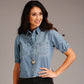 Short Sleeve Denim Crop Blouse by Stetson
