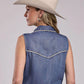 Piped Denim Sleeveless Shirt by Stetson