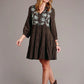 Stetson Women's Floral Peasant Brown Rayon Dress