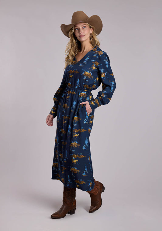 Stetson Ranch Life Print Western Maxi Dress