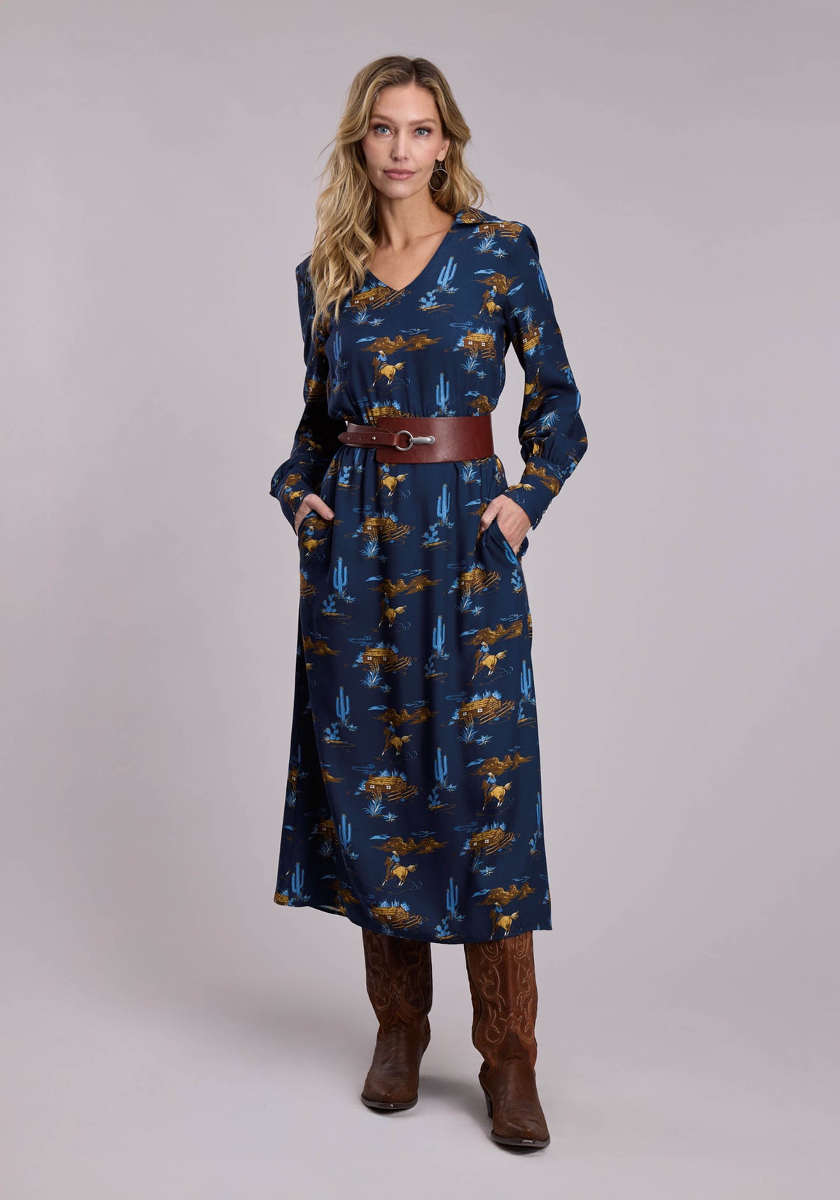 Stetson Ranch Life Print Western Maxi Dress