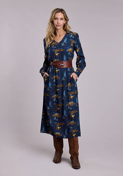 Stetson Ranch Life Print Western Maxi Dress