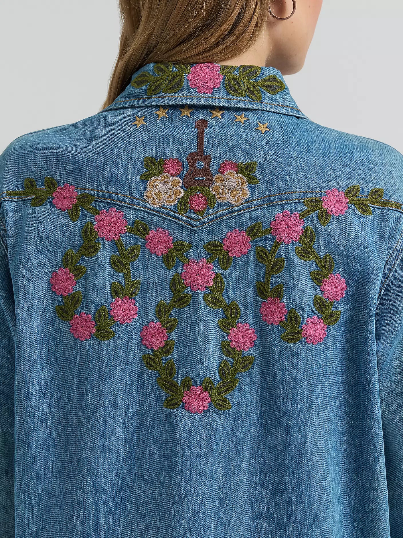 Wrangler X Lainey Wilson Embroidered Denim Shirt at Bourbon Cowgirl
