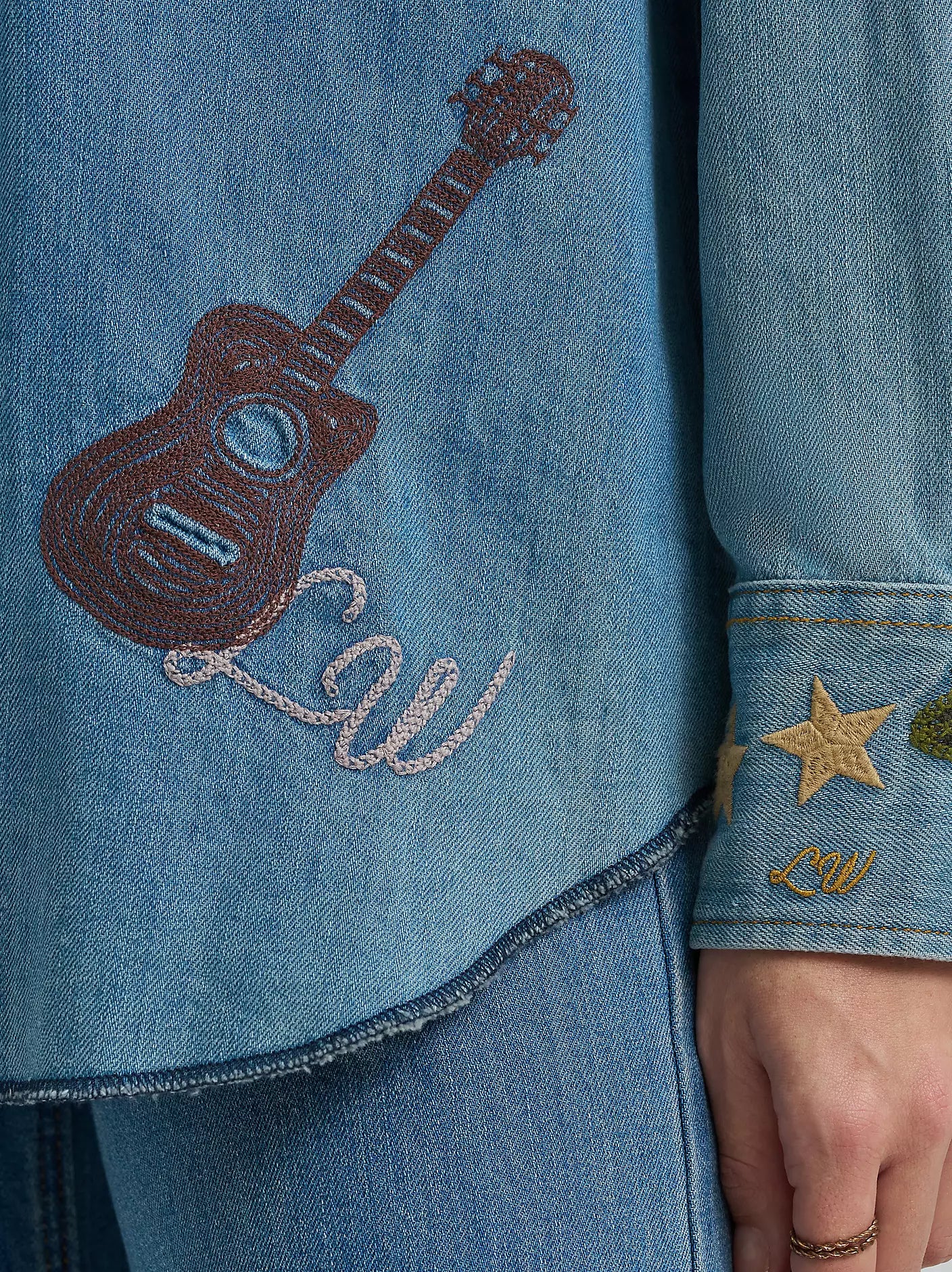 Wrangler X Lainey Wilson Embroidered Denim Shirt at Bourbon Cowgirl