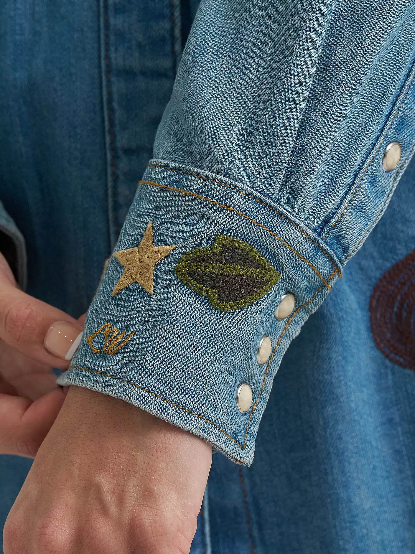 Wrangler X Lainey Wilson Embroidered Denim Shirt at Bourbon Cowgirl