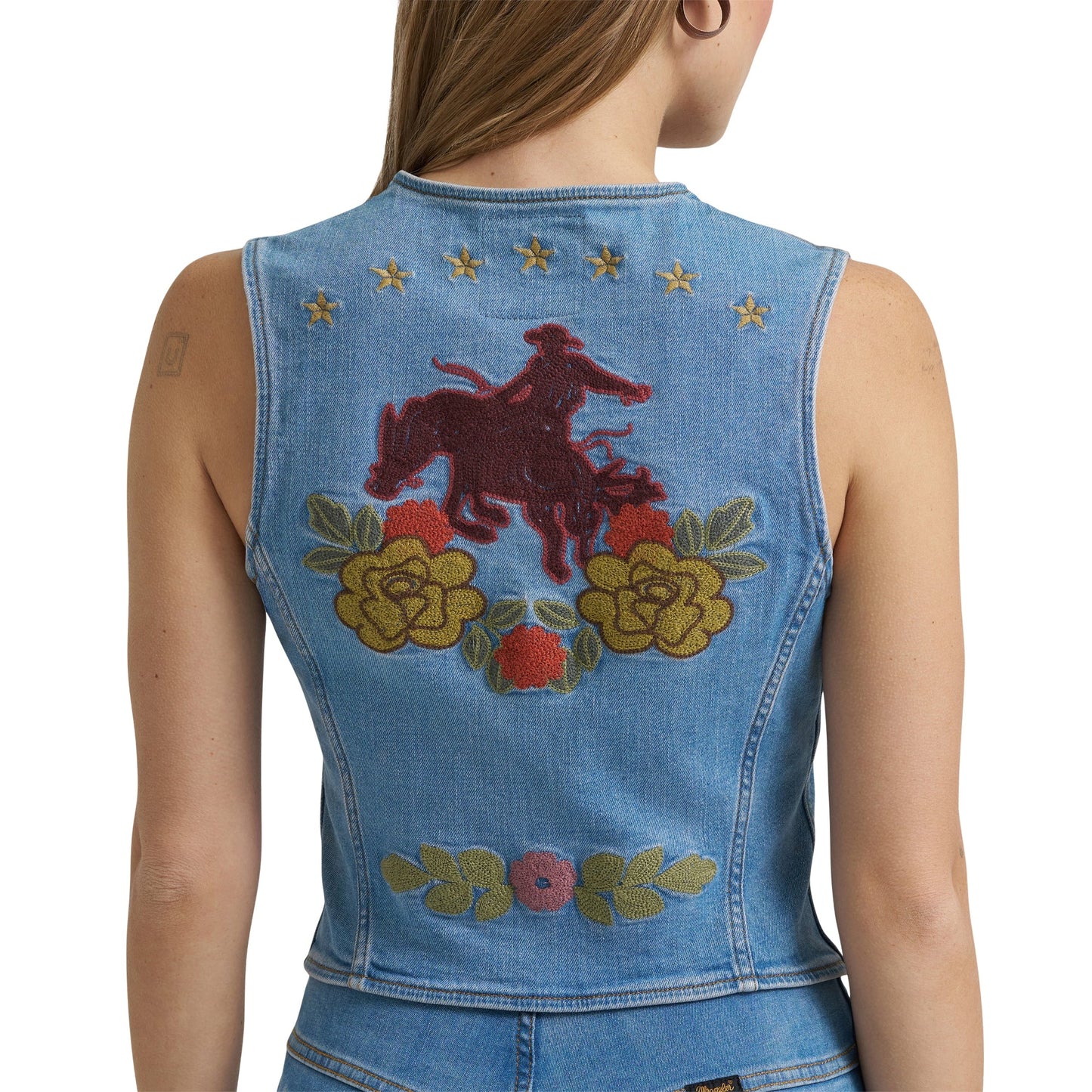 Wrangler X Lainey Wilson Denim Vest at Bourbon Cowgirl