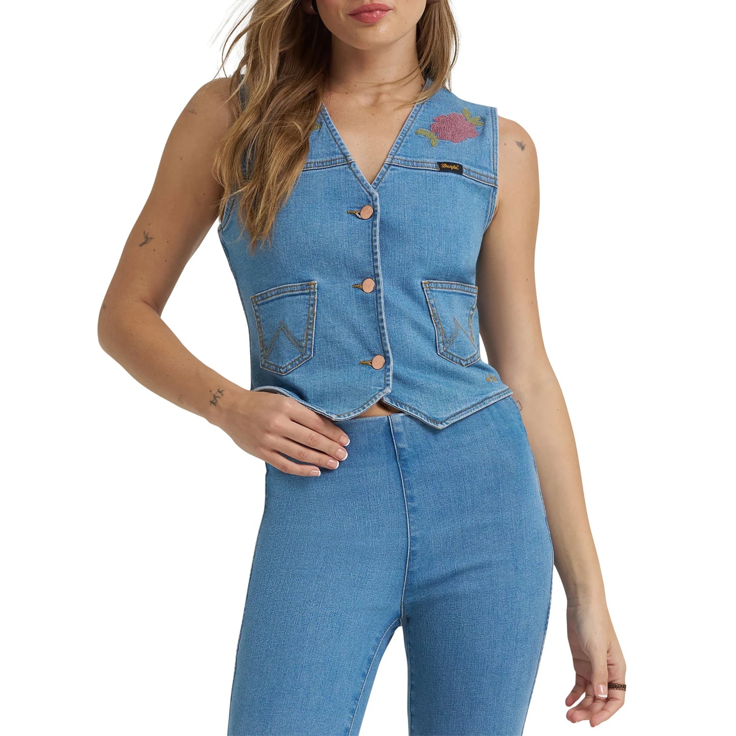 Wrangler X Lainey Wilson Denim Vest at Bourbon Cowgirl