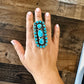 Big Ring - adjustable kingman turquoise ring and sterling silver