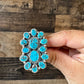 Long Ring- adjustable - Kingman turquoise ring and sterling silver