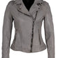 Narin RF Leather Jacket, Light Grey