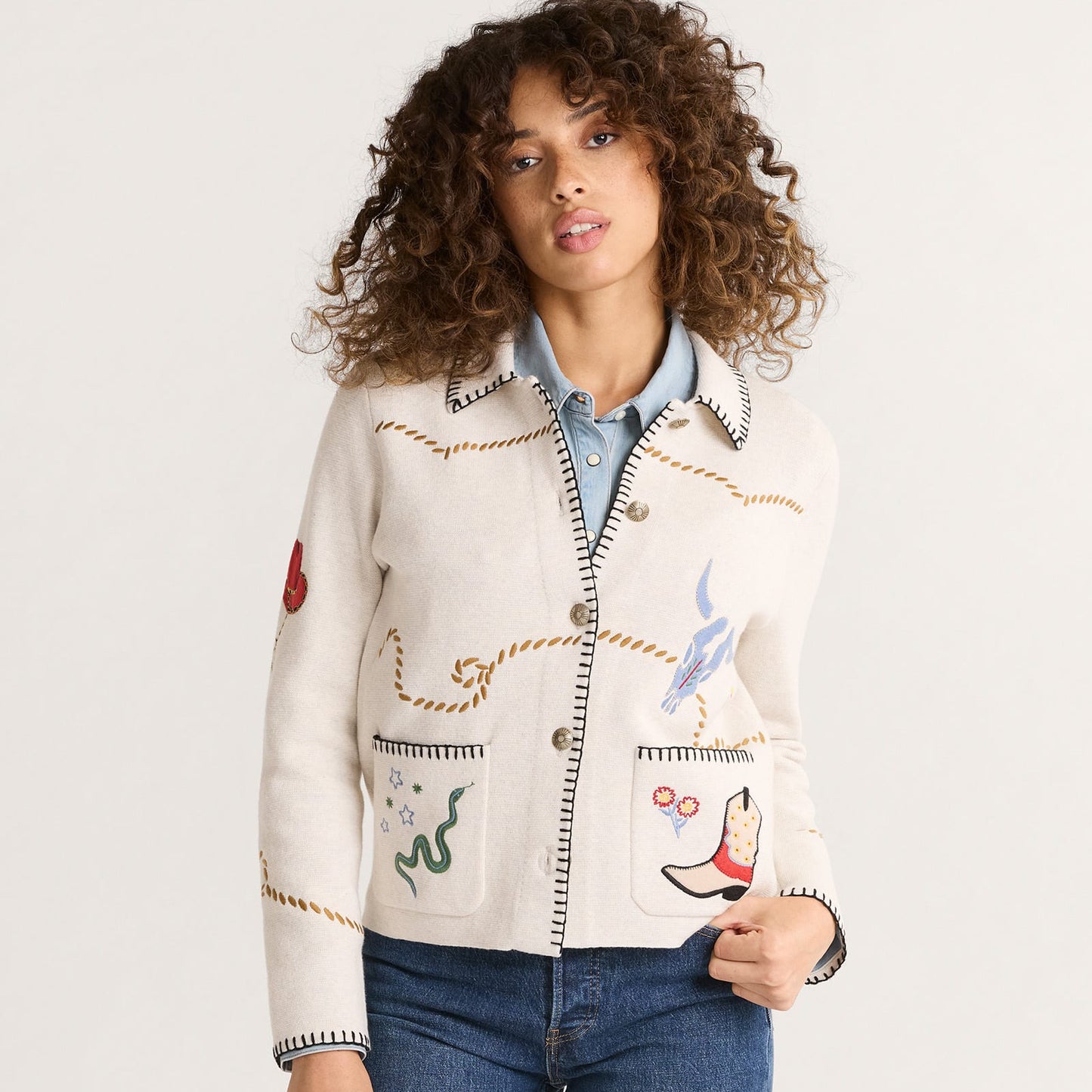 Souvenir Cardigan by Pendleton in Oatmeal Multi